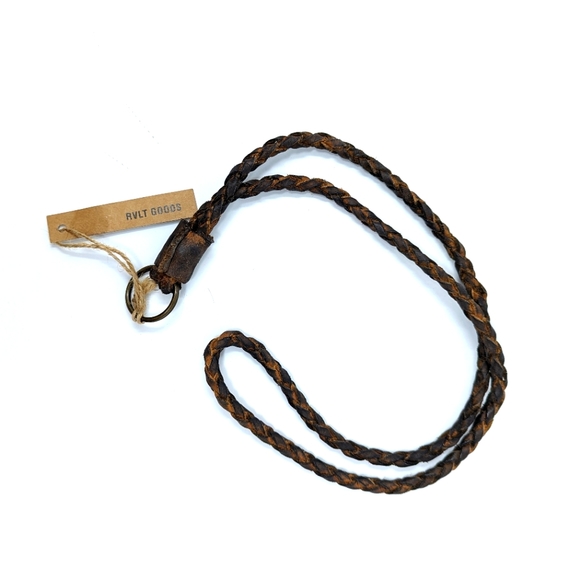 Leather long keychain - brown braided - Picture 2 of 4